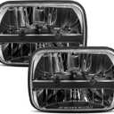 UNI-SHINE 5x7 led headlight 2pcs 7x6 led headlight Reflector Plug and Play H6054 H5054 Hi/Lo Sealed Beam DOT Approved Compatible with jeep Wrangler YJ Compatible with Cherokee XJ