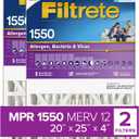 Filtrete 20x25x4, AC Furnace Air Filter, MPR 1550 DP, Healthy Living Ultra Allergen Deep Pleat, 2-Pack (Actual 19.88 x 24.63 x 4.31)