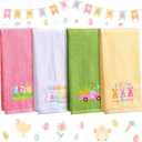 Pickmesh 4 Pcs Easter Hand Towels Set Cotton Embroidered Kitchen Towels Bunny Eggs Floral Dish Towels 13.3 x 29 Inches Flowers Decorative Bathroom Gift Set for Holiday Housewarming Gift