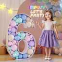 Imprsv 3FT Mosaic Number Frame for Balloons - Marquee Number 6 for Sweet 16, 60th Birthday and Anniversary Decorations - Large Cardboard Numbers