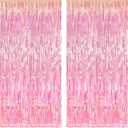 KatchOn, XtraLarge Iridescent Pink Streamers for Party Decorations - 3.2x8 Feet Pack of 2, Pink Backdrop for Mothers Day Decorations, Bachelorette Party Bridal Shower Gender Reveal Pink Birthday Decor