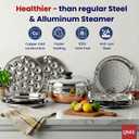Stainless Steel Idly Cooker Multi Kadai Idli And Dhokla Steamer & Idli Cooker With 7 Plates|Mini Idli Stand|2 Mini Idli Plate|2 Idli|2 Dhokla|1 Momos|Multi Utility Kadai Cookware Set,5 Litre
