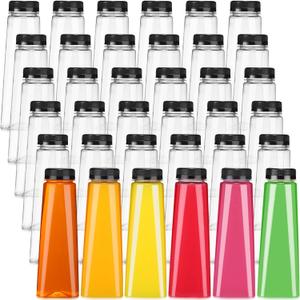 Lallisa 36 Pcs Plastic Juice Bottles Bulk with Caps Leakproof Reusable Juice Bottles Empty Clear Water Beverages Drink Containers Mini Fridge Storage for Juicing Smoothies Milk(10 oz,Black)