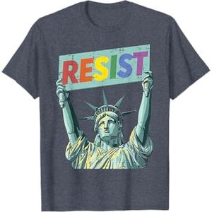 Resist Rainbow Statue Liberty Protest Lgbt Heather Blue Men Women T-Shirt 6XL