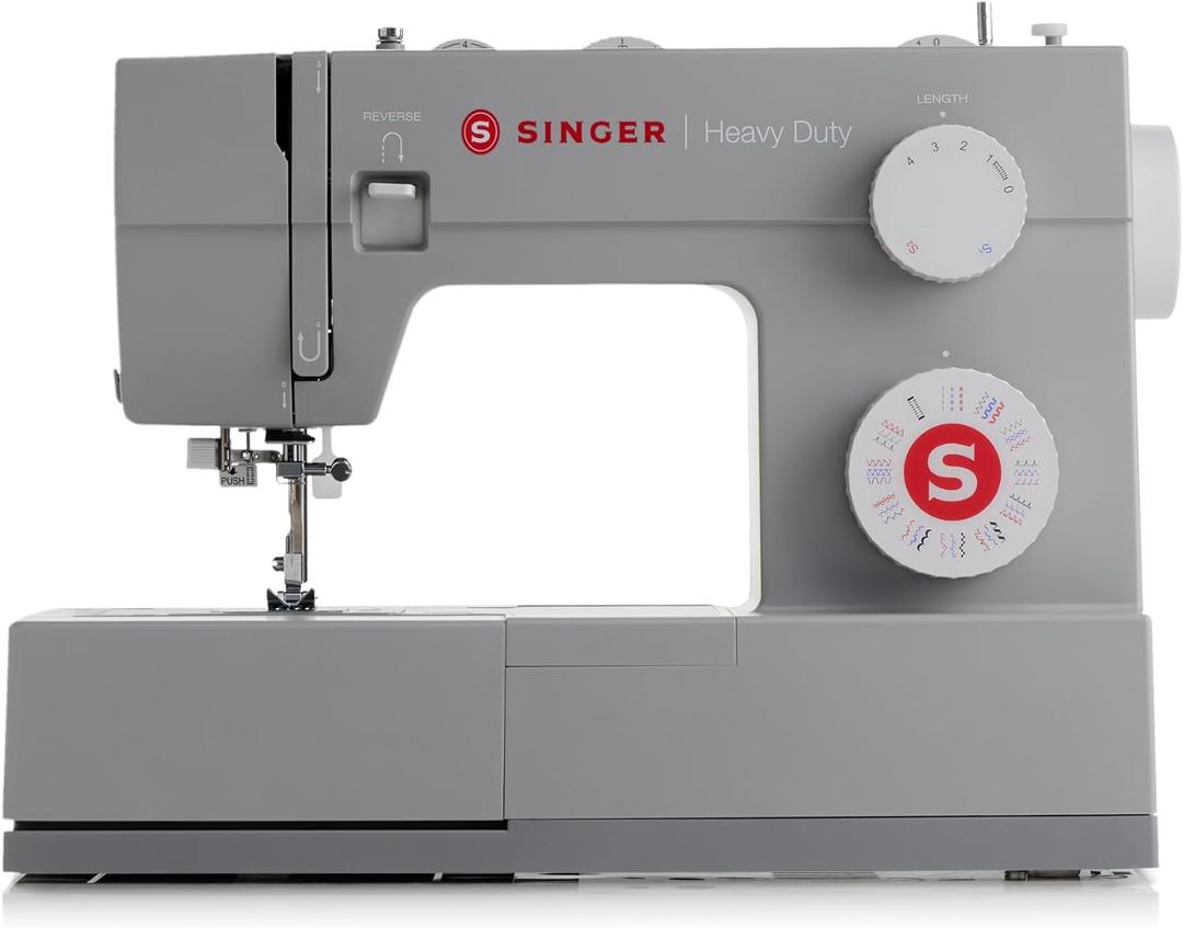 SINGER Heavy Duty 4452 (Grey) High Speed Sewing Machine + Accessories | 32 Built-In Stitches Deliver 110 Stitch Applications | 50% More Power for Thick Fabrics, 1100 Stitches/Min, 1-Step Buttonhole