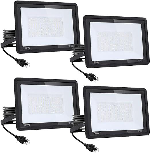 4Pack-60W 6600LM Super Bright LED Flood Light with Excellent Color Restore Ability - Waterproof, Shatterproof, Energy Saving - Perfect for Indoor and Outdoor Use