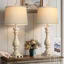 29" Tall Vintage Table Lamps Set of 2,Farmhouse Bedside Lamps with USB C+A Ports & AC Outlet,3-Way Dimmable Touch Lamp for Night Stands Living Room Bedroom,Beige
