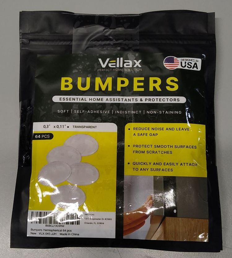 Pack of 4, Vellax Cabinet Door Bumpers 64 Pcs - Clear Self Adhesive Pads, Cabinet Stoppers, Rubber Bumpers for Drawers, Cupboards, Cutting Boards, Glass Tops, Picture Frames, Kitchen Furniture (Hemispherical), 0,3''x0,11'' Transparent