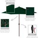 California Umbrella 9' Round Aluminum Outdoor Deck, Pool or Patio Umbrella, Crank Lift, Auto Tilt, Bronze Pole, Hunter Green Olefin