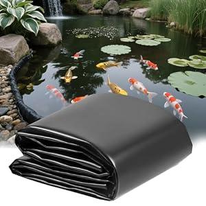 QITUO Pond Liner, 15 Mil HPED 15 x 30 FT Black Pond Liner Large Pond Liner for Outdoor Fish Ponds, KOI Pond, Duck Pond, Waterproof Pond Equipment, Pond Supplies.