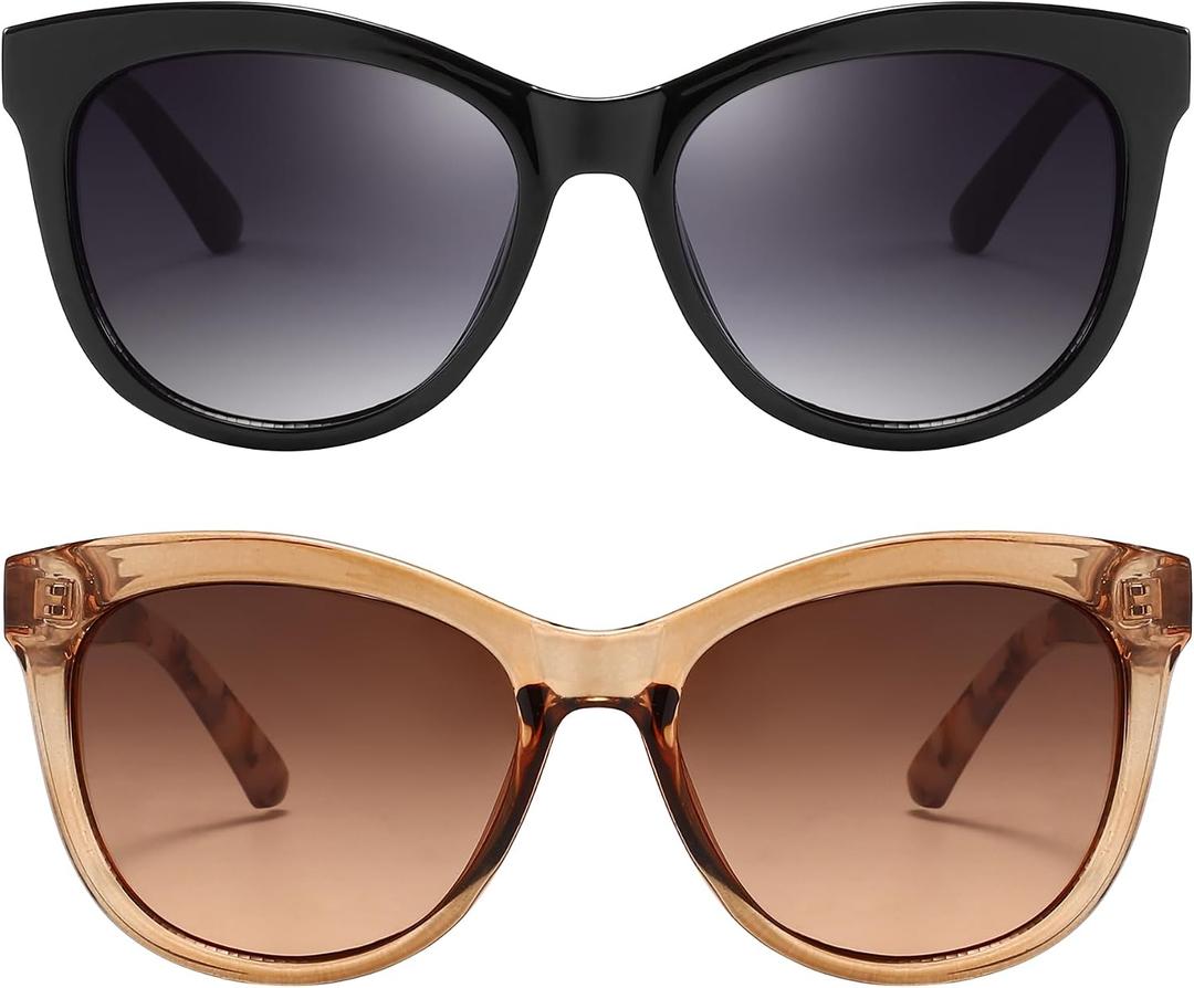 Classic Trendy Sunglasses for Women and Men Large Round Cateye Sunglasses UV Protection Sunnies Gradient Lens