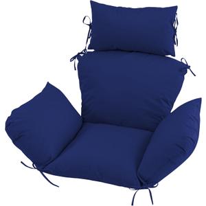 Outdoor Egg Chair Cushion with 8 Securing Straps, Water-Repellent & Fade-Resistant, Removable Cover, Replacement Cushion for Most Single Hanging Swing Egg Chairs Navy