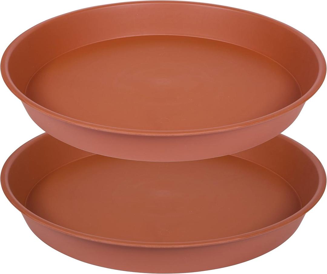 2 Pack of 12 inch Plant Saucer, Bird Bath Bowl 12 inch, Plant Tray for Pots, Flower Plant Saucers for Indoors, Plant Trays for Planter 11"/12" (12 inch, Terracotta)