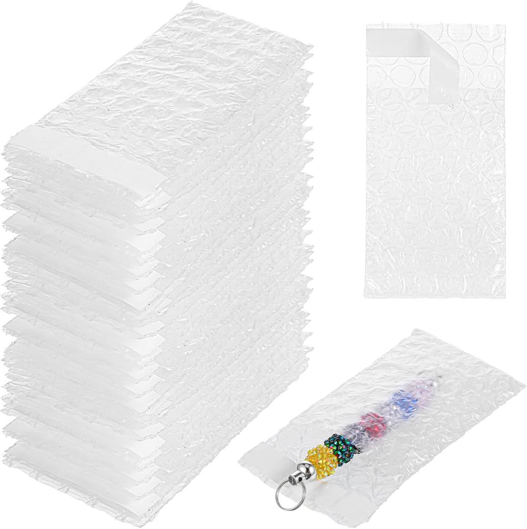 300Pcs Clear Bubble Wrap Bags, 2.16 x 3.3 Inch Self-Sealing Double Wall Bubble Pouches for Moving, Shipping, and Storage