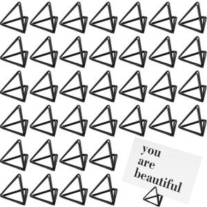 Epakh 100 Pcs Place Card Holder for Table Card Holders for Wedding Triangle Shape Table Number Picture Clips Stand for Centerpiece Anniversary Party (Black)