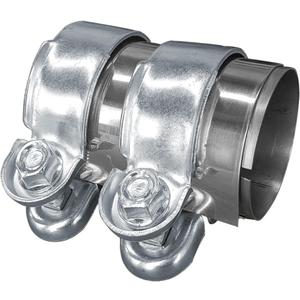 2.5 Inch Automotive Exhaust Clamp, Stainless Steel Butt Joint Bolts Band Flanges Clamp Assembly, Universal Tube Connector Sleeve Coupler for Muffler