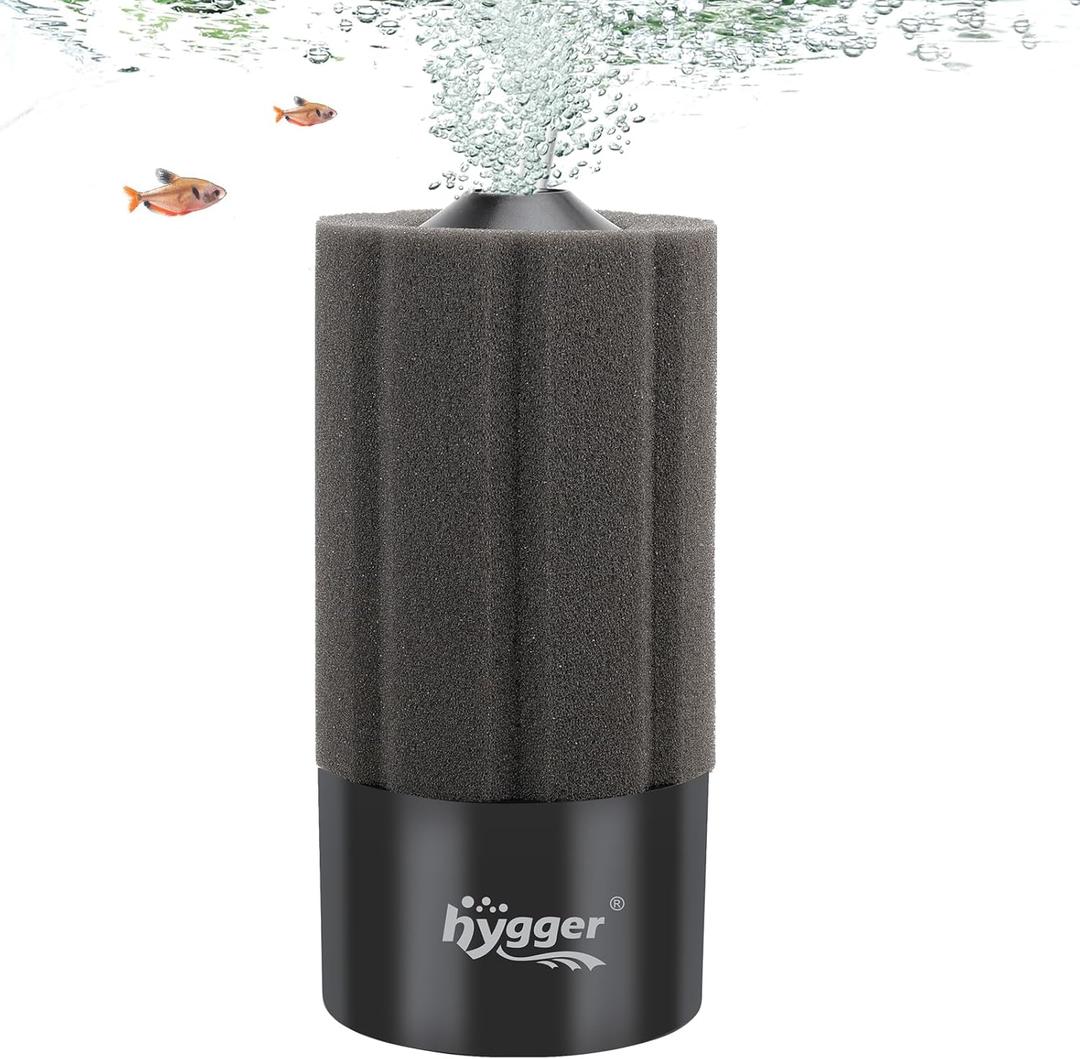 hygger Aquarium Sponge Filter 20-55 Gallon Fish Tank Filter for Breeding Fry Shrimp Snails Betta Air-Powered Filter with Reusable Biochemical Ball Spare Sponge Foam Filter (Medium)