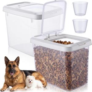 2 Pack Airtight Dog Food Storage Container, 22 Lbs Clear Pet Food Storage Bin with 2 Measuring Scoops for Pet Dog Cat Grain RiceTreat