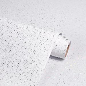 White Glossy Contact Paper Holographic Shiny Peel Stick Wrapping Paper 15.7" X 472" Metallic Glitter Wallpaper Iridescent Contact Papers Modern Vinyl DIY Film for Countertops Furniture Shelf Drawer