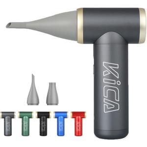 KiCA Jetfan 2.0 Electric Air Duster for Computer/Keyboard/House Cleaning/Camera Lens/Camping/BBQ/Car/Barbershop/Hair Drying,100000RPM,Upgraded Nozzle/BatteryLife,Air Can Substitute-Gray