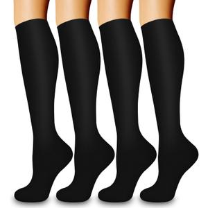 Laite Hebe 4 Pairs-Compression Socks for Women&Men Circulation-Best Support for Nurses,Running,Athletic (Small-Medium, 01-black)