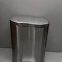 Amazon Basics SMALL Trash Can, 3.1 Gallon (12L), Smudge Resistant Rectangular Bin with Soft-Close Lid, Step Foot Pedal, Removable Inner Bucket, Brushed Stainless Steel, Satin Nickel Finish