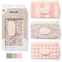 Moodie NEW 3 PACK Baby Wipes Holder | Refillable Wipes Container w/ DOUBLE-LOCK SEAL |Travel Wipe Case | Portable Wipe Dispenser for Diaper Bag w Silicone Strap | Reusable Wipes Pouch (ROSIE PINK)