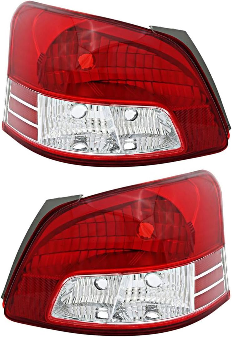 Tail Lights Assembly Pair for 2007 2008 2009 2010 2011 Toyota Yaris 4-Doors Sedan Red Taillights Rear Back Brake Lmaps Replacement Driver and Passenger Side,Chrome Housing Clear Lens