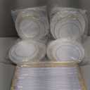 Supernal 10 Pack Dessert Table Display Set -4 Sets 3 Tier Cupcake Stand,6 Pcs Food Serving Trays,Elegant Tableware for Cupcakes and Snacks,Perfect for Tea Party Baby Shower Decorations(White and Gold)