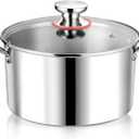 P&P CHEF 4 Quart Tri-Ply Stainless Steel Stock Pot, 4 Qt Stockpot Pasta Cooking Pot with Visible Lid for Soup Vegetable, Induction Cookware for All Stoves, Sturdy & Double Handle, Dishwasher Safe