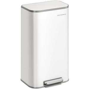 SONGMICS Kitchen Trash Can, 8-Gallon (30 L) Garbage Can with Lid, Stainless Steel, Soft Close and Stays Open, Inner Bucket, Wide Non-Slip Pedal, Cloud White ULTB546W01