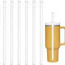 Replacement Straw with Cover Cap for Stanley Cup 40 oz 30 oz 64oz Tumbler, 6PCS Reusable Long Clear Straw with Toppers for Stanley Cup Accessories, Dishwasher Safe, BPA Free, Set of 10
