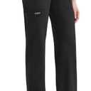 Women Yoga Scrub Pants Straight Mid Rise Elastic Waist Cargo Work Pants with Five Pocket 4-Way Stretch (Black)