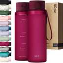 KIVY Slim Water Bottle 50oz with Leakproof Flip Lid [Lightweight & Shatterproof] for Travel, Sports, School - Extra large water bottle no straw - 1.5 Liter water bottles (50.7 Ounces, 03 Dark Ruby)