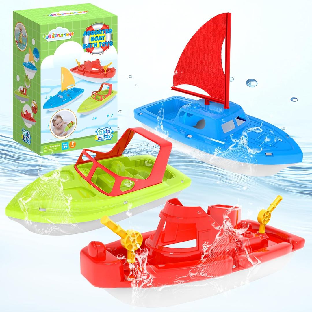 Toy Boats, 3 PCS Bath Toy Boat for Kids Explore Learn Play with Toy Boats Set Ideal for Kids Water Time