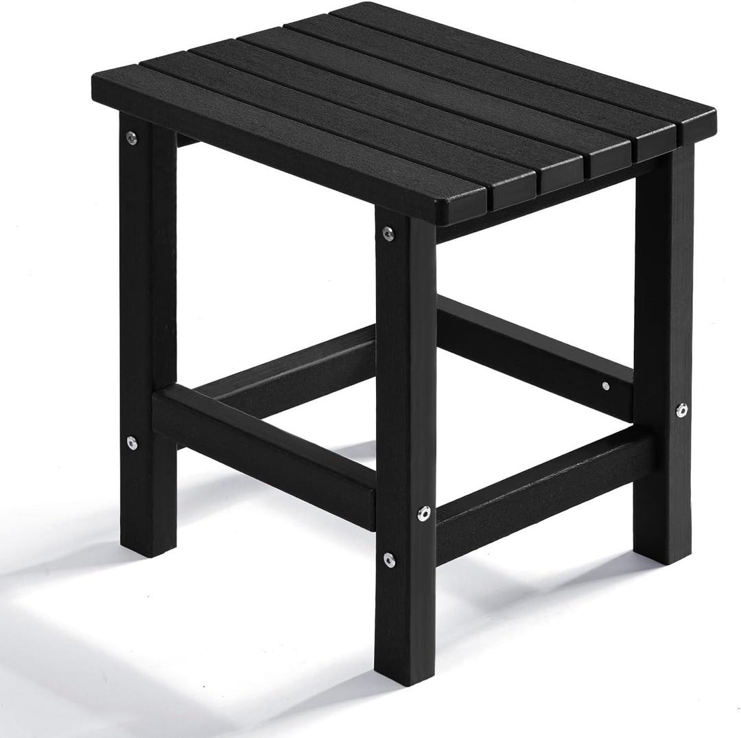 PASAMIC Adirondack Square Outdoor Side Table, HDPE Small Outdoor Table, Patio End Table for Patio, Pool, Backyard, Weather-Resistant (Black)