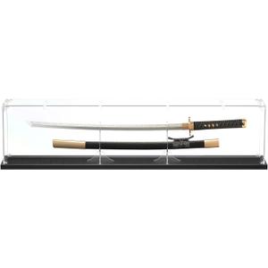 Acrylic Sword Display Case, 45" Clear Dustproof Box for Katana, Long Sword, Lightsaber, Samurai & Medieval Collectibles, Large Tabletop Box with Acrylic Stand (45*6*10) inch