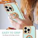 Hython for iPhone 16 Pro Max Case with Ring Stand, 360 Rotatable Ring Holder Magnetic Kickstand, Plating Rose Gold Edge Soft Cover Protective Phone Case for iPhone 16 Pro Max 6.9", Mint