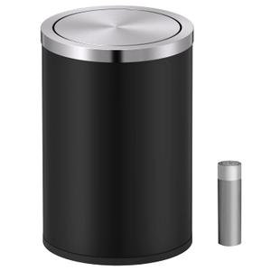 Mbillion Small Trash Can with Swing Lid 2.4 Gallons/9 Liter, Mini Trash Can with lid, Stainless Steel Cylindrical Garbage Can for Home and Office Bathroom Bedroom, for Ground and Desktop(Black) Mbillion Small Trash Can with Swing Lid 2.4 Gallons/9 Liter, Mini Trash Can with lid, Stainless Steel Cylindrical Garbage Can for Home and Office Bathroom Bedroom, for Ground and Desktop(Black)