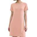 BAMBOO COOL Nightgowns for Women Sleepshirts Cute Short Sleeve Dress Pajamas Women's Soft Sleepwear, Pink, Size: L