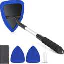 24 Inch Car Windshield Cleaner Tool, 3D Window Cleaning Wand with Microfiber Towel and Long Handle Pro Set (Blue)