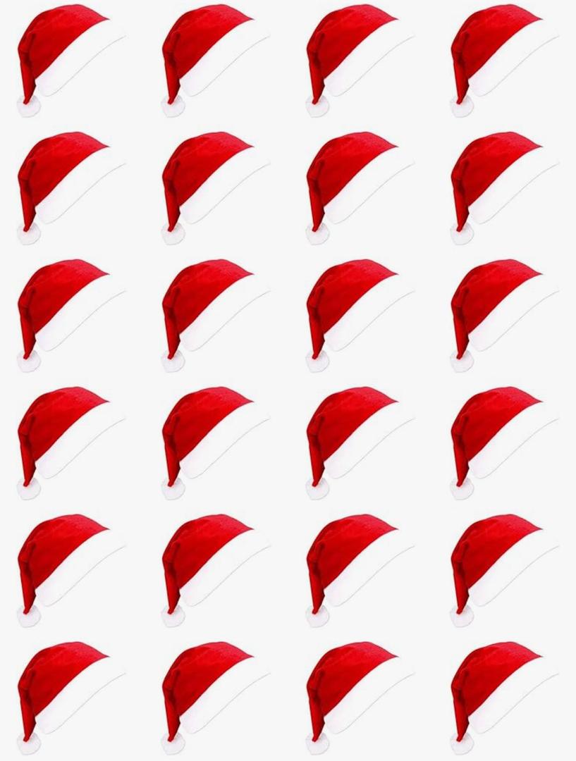 24 pcs Santa Hats, Bulk Santa Hats for Adults and Little One, Red Classic Christmas Caps, Gorros De Navidad