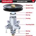2 x 2 Pack 918-04197B Spindle Assembly with 954-04062 Belt Replace 918-04197A, 618-04197, 918-0427C, 618-0427C, 618-0324A, 618-0427A, 918-0427A, 618-0427D for Cub Cadet RZT 42 Lawn Tractors