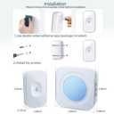 Wireless Doorbell 1200 Feet Waterproof Door Bell Ringer wireless with 36 Melodies 4 Volume Flash Light 1 Receiver &2 Buttons White FUHONGRUI