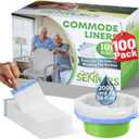 Commode Liners - 100 Strong Portable Commode Toilet Bags - Easy to Use Bedside Commode Liners - Bedside Toilet Potty Liners that Support Dignity of Seniors - No Buckets to Wash - NO Absorbent Pad