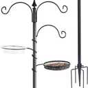 BACKYARD EXPRESSIONS PATIO  HOME  GARDEN Bird Feeding Station Kit - 77"" Bird Feeder Pole with 5 Prong Base, Wild Bird Feeder Stand for Outdoors Hanging Bird Feeders - Black, 914882