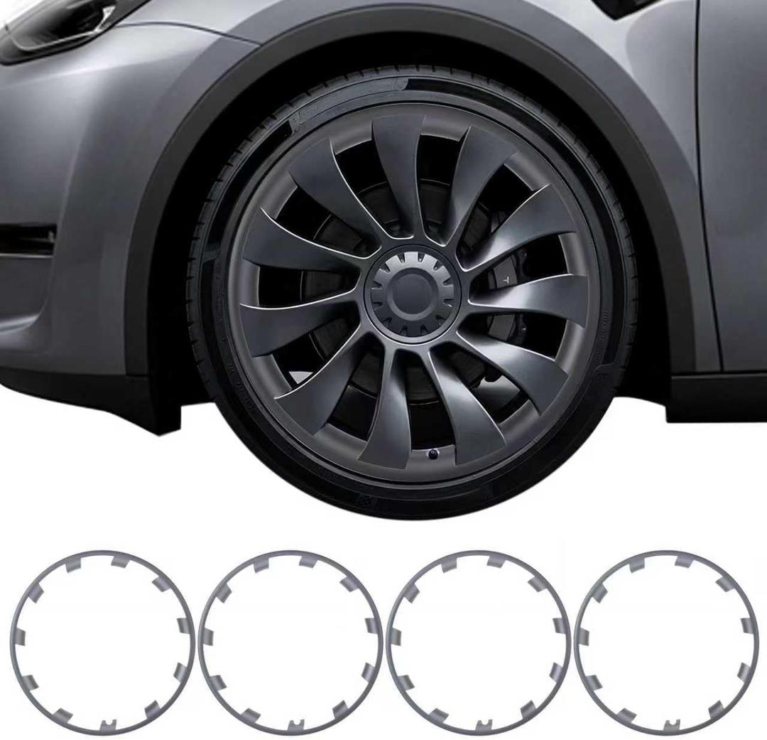 Wheel Rim Protector for Model Y2020-2024 21 inch Überturbine Wheels, ABS Hubcap Trims,Easy Snap-on Installtion, Scratch Prevention, Styling Upgrade Model Y Accessories (Gunpowder set of 4)