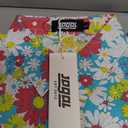 JOGAL Men's Flower Casual Short Sleeve Aloha Hawaiian Shirt White Pink Daisy Large