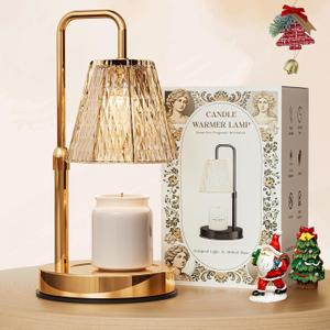 Candle Warmer Lamp with Timer  Dimmable Wax Warmer for Vintage Room Decor, Height Adjustable Candle Lamp for Mom, Birthday Gifts for Women,House Warming Gifts for New Home Decor with 2 Bulbs (Gold)