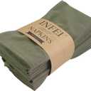 INFEI Plain Color Dinner Cloth Napkins, Set of 12 (16.9 x 16.9 Inches), Reusable Cotton Kitchen Table Napkin, for Cocktail Parties, Weddings, Hotel & Home Use (Army Green)